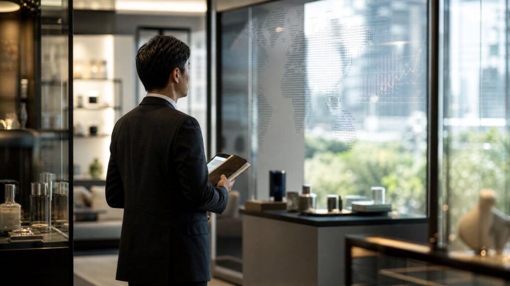世界的なブランドの営業現場で経験を積むビジネスパーソンのイメージ